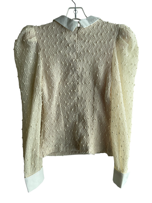 Ciebon Size XS Pale Yellow Polyester Blend Collared Back Zip Mutton Sleeve Top Pale Yellow / XS