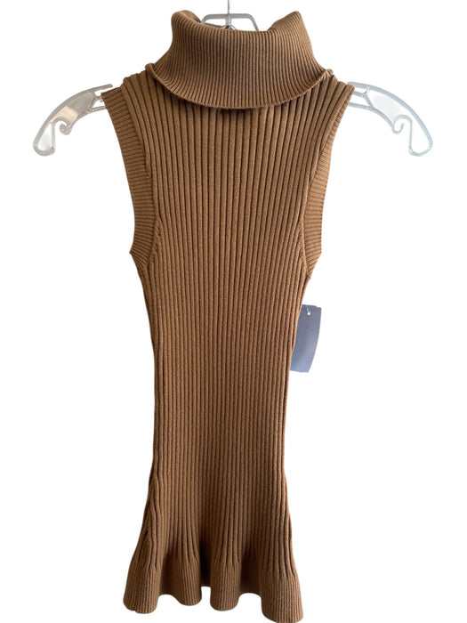 No Brand Size S Yellow Ochre Viscose Blend Knit Turtle Neck Sleeveless Top Yellow Ochre / S