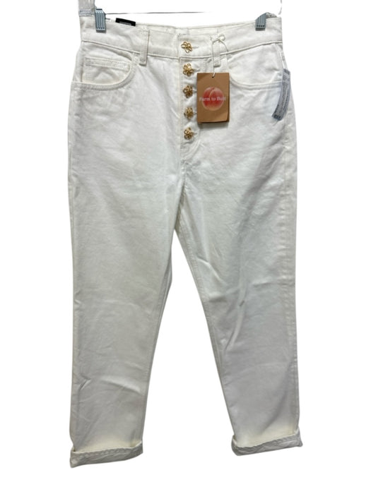 Reformation Size 27 Off White Cotton Button Fly High Rise Straight Leg Jeans Off White / 27