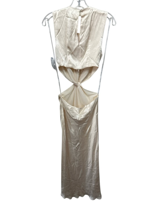 Shona Joy Size 4 Cream Lenzing viscose Satin Sleeveless Twist Front Dress Cream / 4