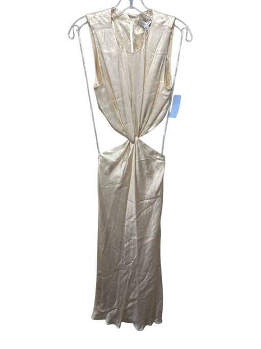 Shona Joy Size 4 Cream Lenzing viscose Satin Sleeveless Twist Front Dress Cream / 4