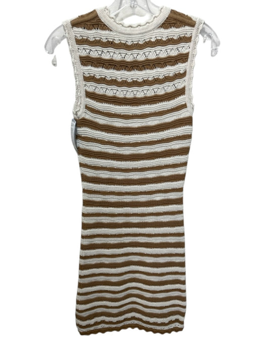 Veronica Beard Size XS Tan & cream Cotton & Nylon Striped Crochet Knit Dress Tan & cream / XS