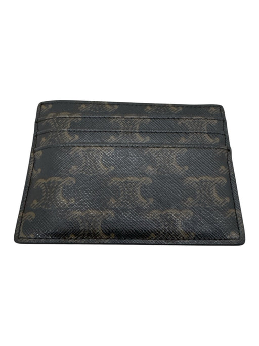 Celine Tan & brown Coated Leather goldtone hardware Saffiano Cardholder Wallets Tan & brown