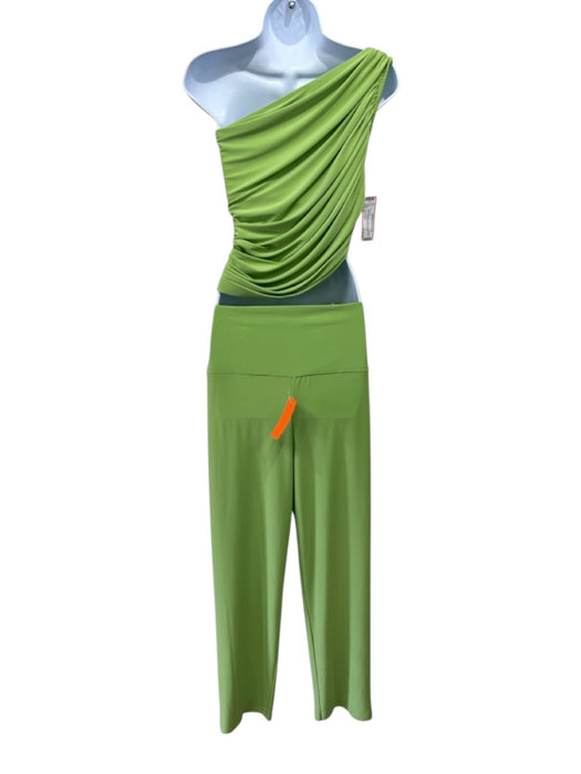 Norma Kamali Size S Bright Green Poly Blend One Shoulder Elastic Waist Pant Set Bright Green / S