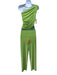 Norma Kamali Size S Bright Green Poly Blend One Shoulder Elastic Waist Pant Set Bright Green / S