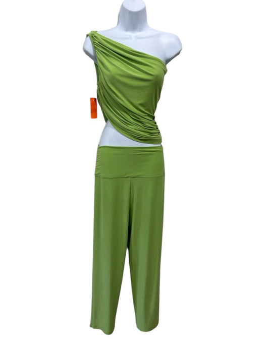 Norma Kamali Size S Bright Green Poly Blend One Shoulder Elastic Waist Pant Set Bright Green / S