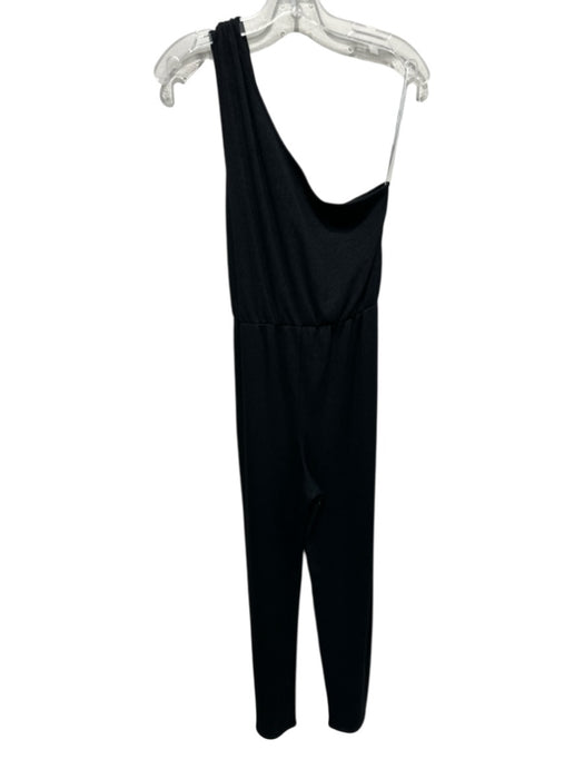 Lovers + Friends Size S Black Rayon Blend Cold Shoulder Zip Close Jumpsuit Black / S