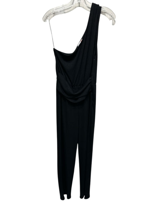 Lovers + Friends Size S Black Rayon Blend Cold Shoulder Zip Close Jumpsuit Black / S