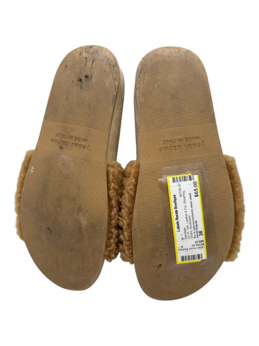 Jenni Kayne Shoe Size 38 Tan Leather & Fur Shearling Slides Sandals Tan / 38
