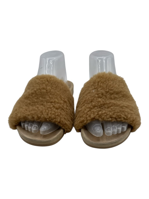 Jenni Kayne Shoe Size 38 Tan Leather & Fur Shearling Slides Sandals Tan / 38