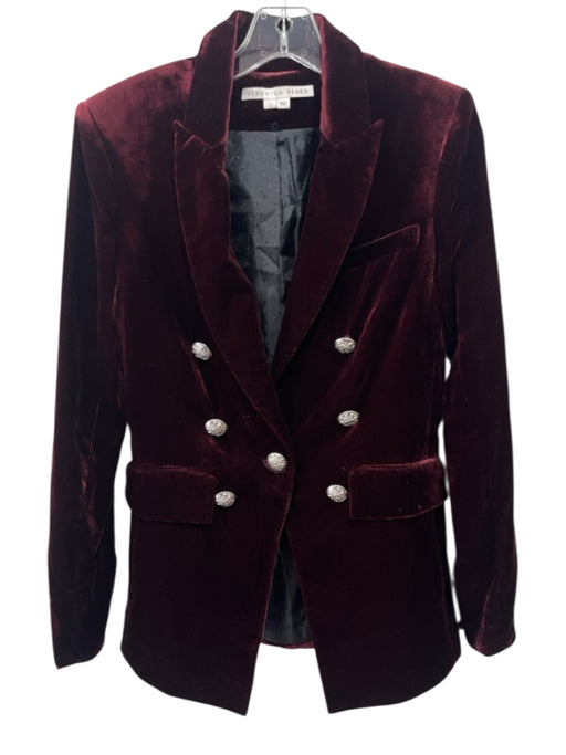 Veronica Beard Size 2 Merlot Red Rayon & Nylon Velvet Silvertone hardware Jacket Merlot Red / 2