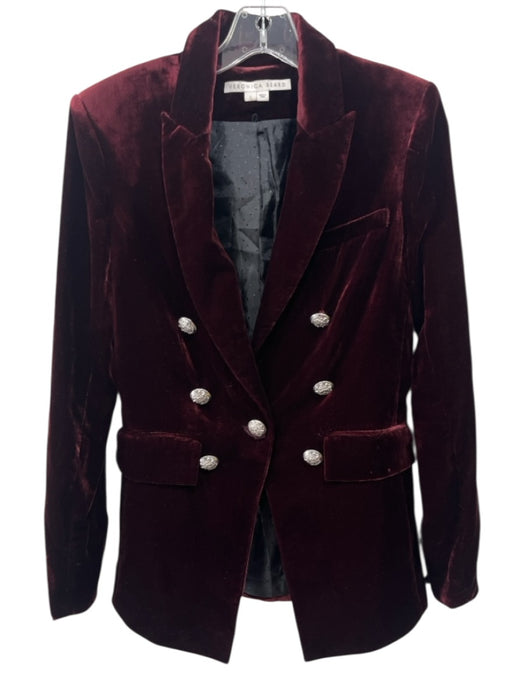 Veronica Beard Size 2 Merlot Red Rayon & Nylon Velvet Silvertone hardware Jacket Merlot Red / 2