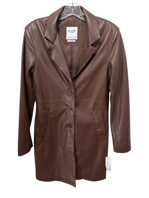 Abercrombie & Fitch Size XS Brown Vegan Leather Welt Pockets Button Front Jacket Brown / XS