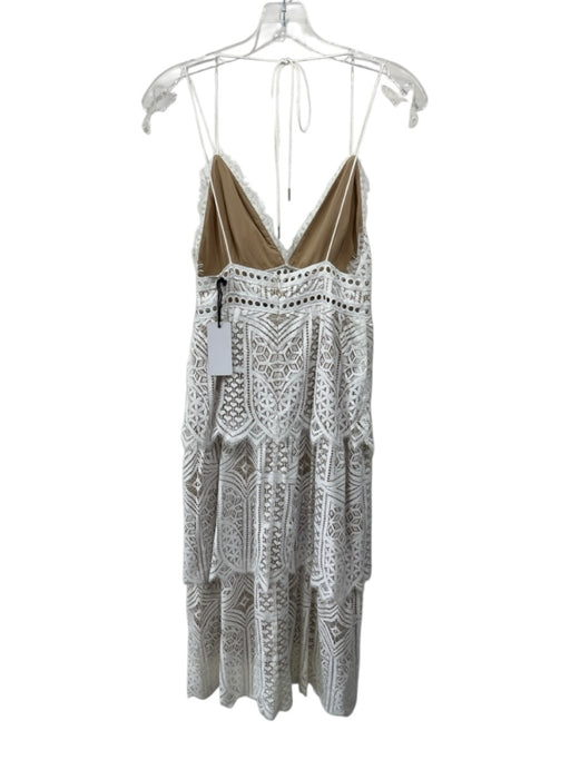 Saylor Size S White Nylon & Rayon Tiered Scalloped Lace Spaghetti Strap Dress White / S