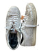 P448 Shoe Size 38 White & Silver Chrome Lace Up Metalic Sneakers White & Silver / 38