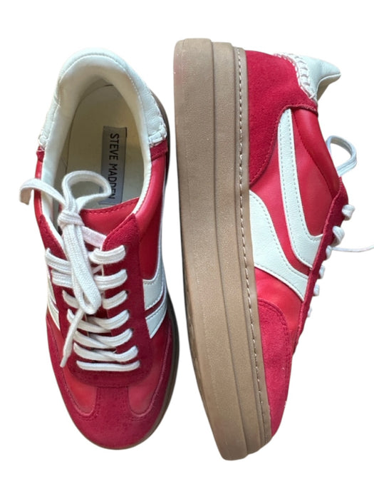 Steve Madden Shoe Size 7 Red Suede Rubber Sole Lace Up Platform Sneakers Red / 7