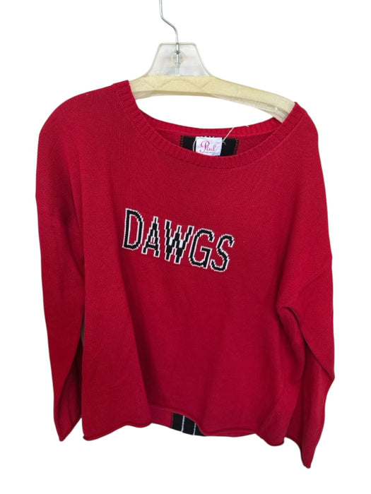 Pink Pineapple Size L Red & Black Cotton Knit UGA Roll Hem Long Sleeve Sweater Red & Black / L