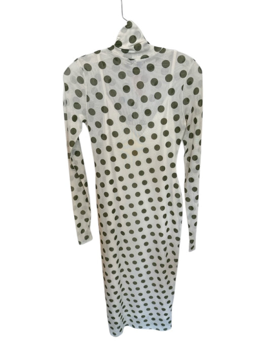 AFRM Size S Green & White Polyester Blend Polka Dots Turtle Neck Slip Dress Green & White / S
