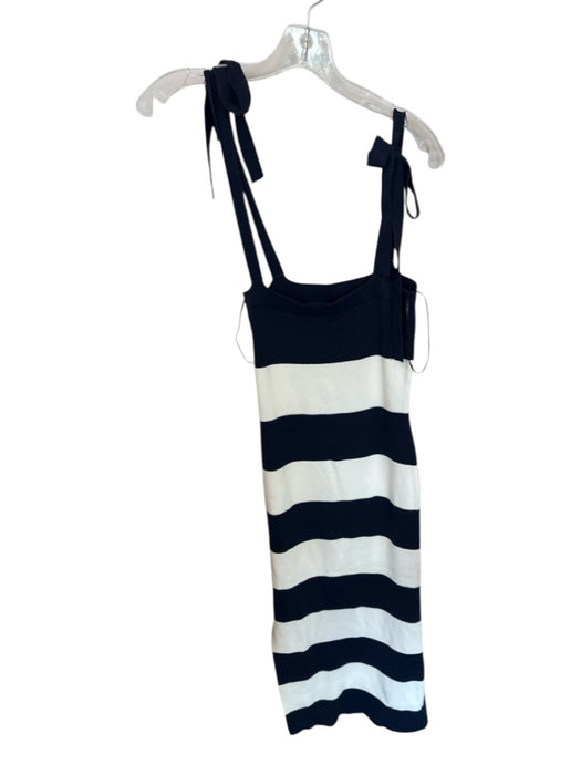 Mable Size S Navy & white Polyester Blend Stripe Ties in Front Sleeveless Dress Navy & white / S
