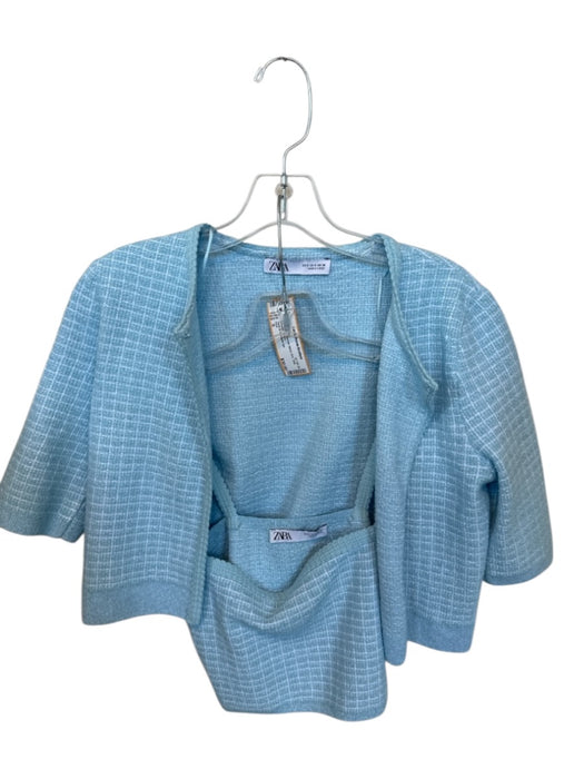 Zara Size S Light Blue Polyester Blend Knit Tank Sweater Sweater Set Light Blue / S