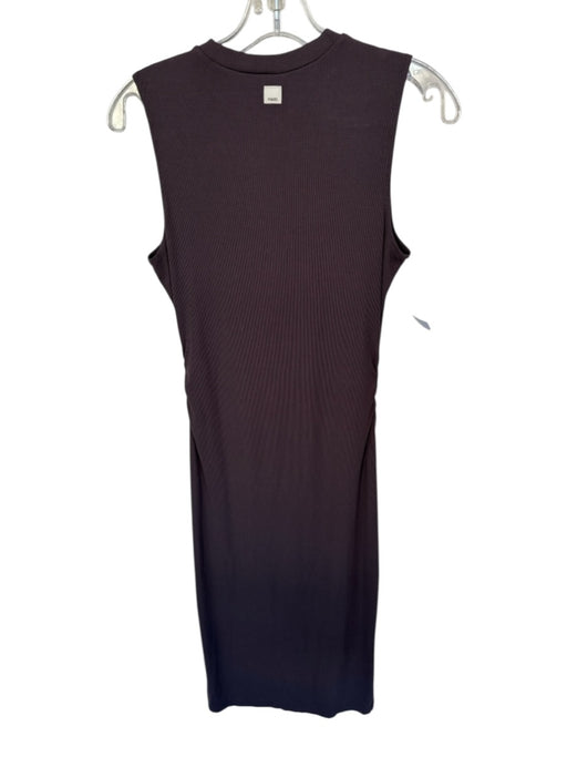 Vuori Size M Brown Viscose Blend Sleeveless Ribbed Gathered Sides Maxi Dress Brown / M