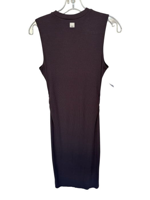 Vuori Size M Brown Viscose Blend Sleeveless Ribbed Gathered Sides Maxi Dress Brown / M