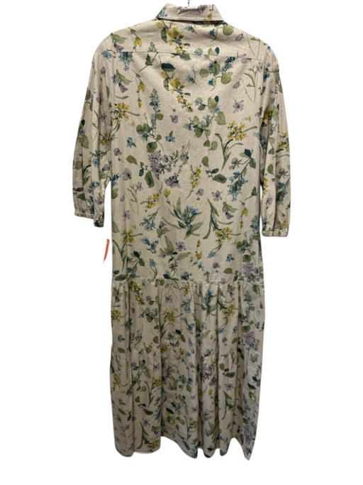 Ann Mashburn Size S Beige, Green & Multi Canepa Blend 1/2 Sleeve Floral Dress Beige, Green & Multi / S