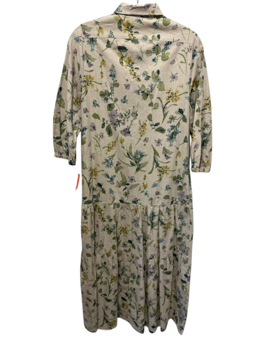 Ann Mashburn Size S Beige, Green & Multi Canepa Blend 1/2 Sleeve Floral Dress Beige, Green & Multi / S