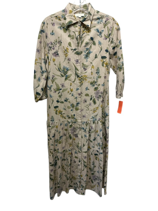 Ann Mashburn Size S Beige, Green & Multi Canepa Blend 1/2 Sleeve Floral Dress Beige, Green & Multi / S
