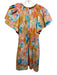 LaRoque Size S Orange, Blue & Multi Cotton Short flutter sleeve Tiered Dress Orange, Blue & Multi / S
