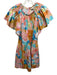 LaRoque Size S Orange, Blue & Multi Cotton Short flutter sleeve Tiered Dress Orange, Blue & Multi / S