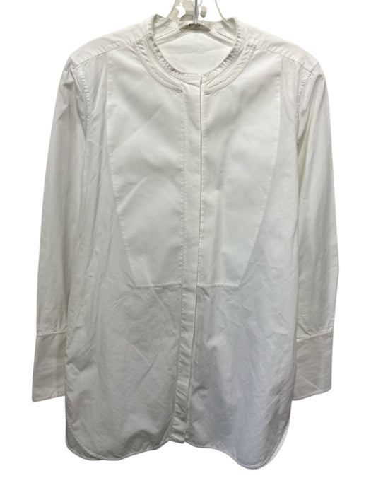 Celine Size 42 White Cotton Long Sleeve Tuxedo Tunic Button up Top White / 42