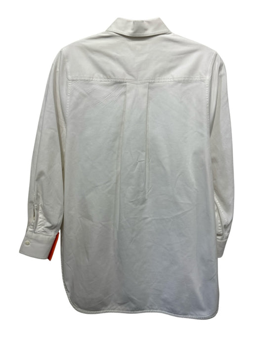 Ann Mashburn Size S White Cotton Blend Long Sleeve Button Up & Collar Top White / S