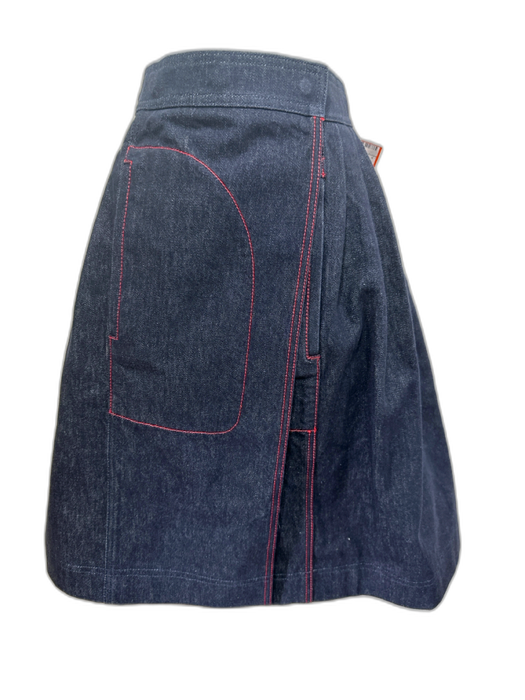 Salvatore Ferragamo Size 38 Dark Wash Cotton Denim Snap Closure Wrap Skirt Dark Wash / 38