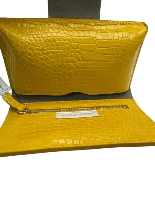 Ann Mashburn Yellow Leather Croc Embossed Sunglass Case Wallet Clutch Clutch Yellow