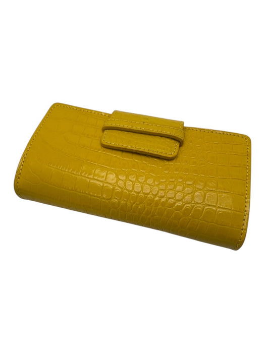 Ann Mashburn Yellow Leather Croc Embossed Sunglass Case Wallet Clutch Clutch Yellow