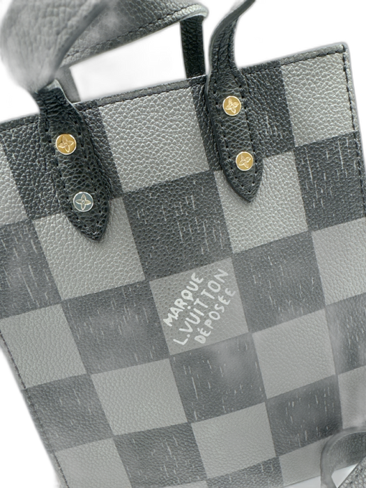 Louis Vuitton Black & Gray Leather Checkered Crossbody Bag Black & Gray / XS