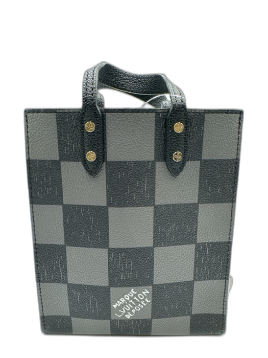Louis Vuitton Black & Gray Leather Checkered Crossbody Bag Black & Gray / XS