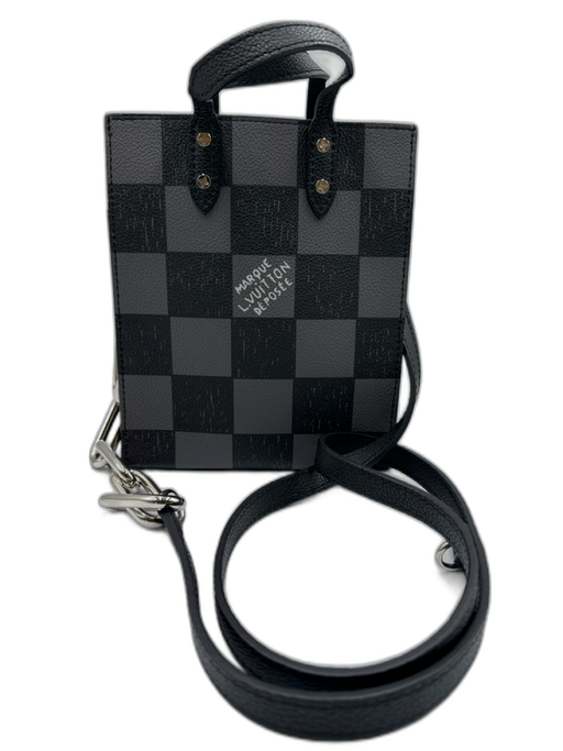 Louis Vuitton Black & Gray Leather Checkered Crossbody Bag Black & Gray / XS