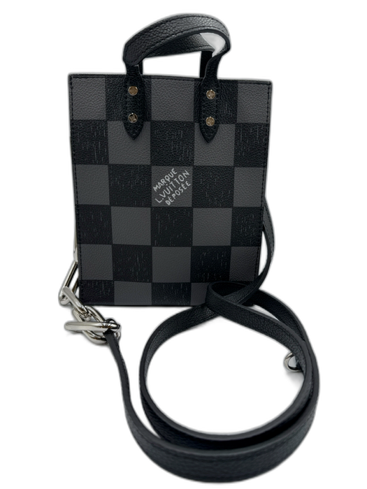 Louis Vuitton Black & Gray Leather Checkered Crossbody Bag Black & Gray / XS