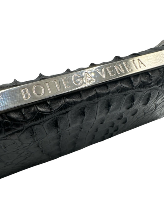 Bottega Veneta Black Leather Alligator Silver Hardware Flap Evening Bag Bag Black / XS