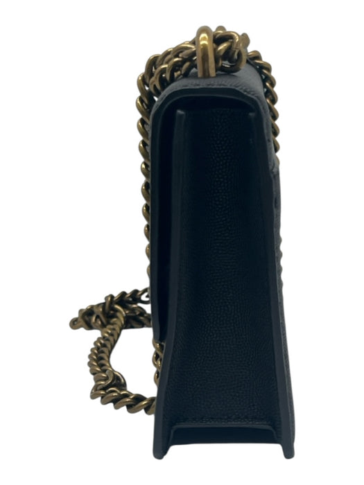 Kurt Geiger Black Leather Brass Hardware Chain Bag Black / XS