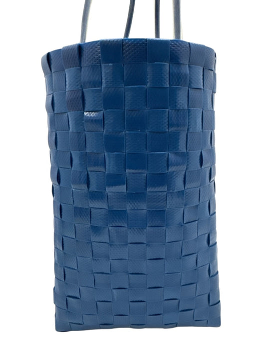 Marni Blue, Yellow, White Plastic Woven Top Handle Tote Bag Blue, Yellow, White / Small