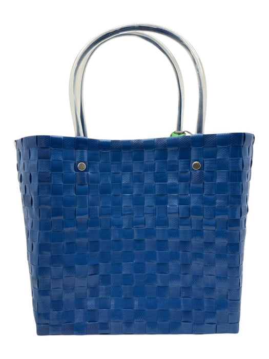 Marni Blue, Yellow, White Plastic Woven Top Handle Tote Bag Blue, Yellow, White / Small