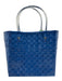 Marni Blue, Yellow, White Plastic Woven Top Handle Tote Bag Blue, Yellow, White / Small