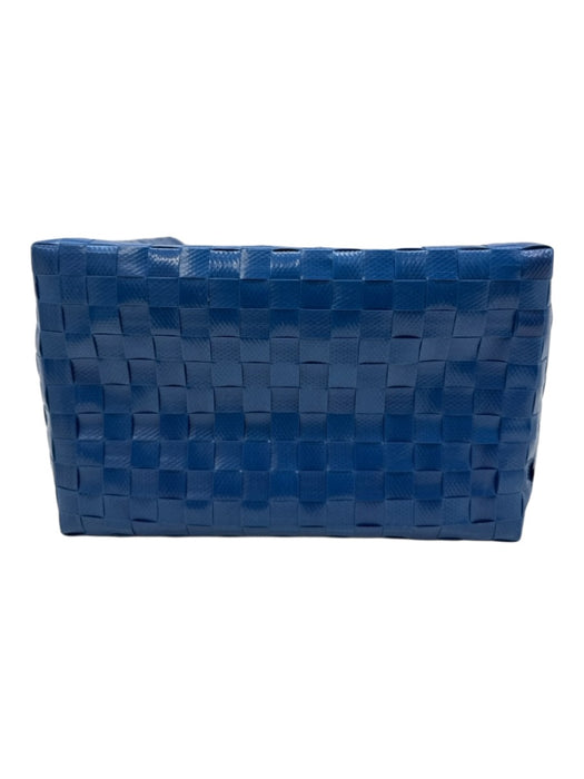 Marni Blue, Yellow, White Plastic Woven Top Handle Tote Bag Blue, Yellow, White / Small