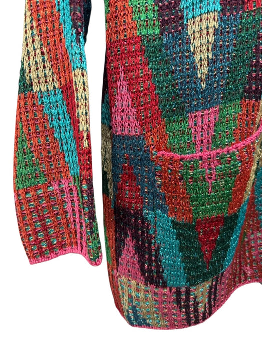 Valentino Size XS Red, Pink & Multi Viscose Blend Metallic Thread Knit Cardigan Red, Pink & Multi / XS