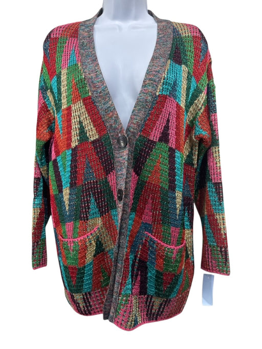 Valentino Size XS Red, Pink & Multi Viscose Blend Metallic Thread Knit Cardigan Red, Pink & Multi / XS