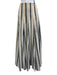 Rosie Assoulin Size 4 White & Navy Cotton Stripe Maxi Back Zip Pleats Skirt White & Navy / 4