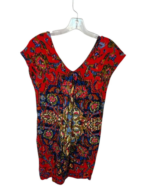 Maeve Size Est S Multi Color Cotton Blend Cap Sleeve Abstract Dress Multi Color / Est S